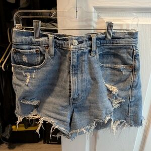 Abercrombie & Fitch Light Blue Distressed Jean Shorts